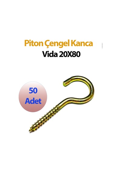 Piton Çengel Kanca Vida 20x80 Mm 50 Adet Diğer