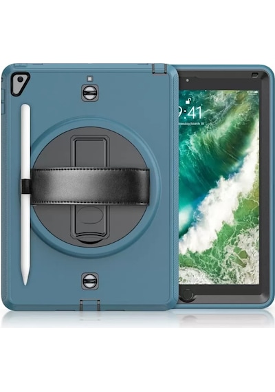 Newface Apple İpad Uyumlu - 5 Air 9.7 Kılıf Strap-c Otterbox Tablet Kapak - Mavi Arka Kapak