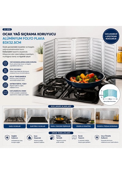 Ocak Yağ Sıçrama Koruyucu Alüminyum Folyo Plaka 84x32.5cm 5468 Renkli