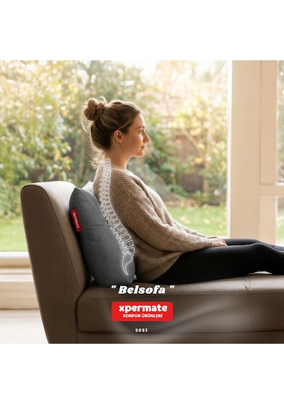 Belsofa Bel Ve Sırt Destek Yastığı Kanepe, Berjer, Tv Ve Oyuncu Koltuğu İçin Sırt Yastığı Gri