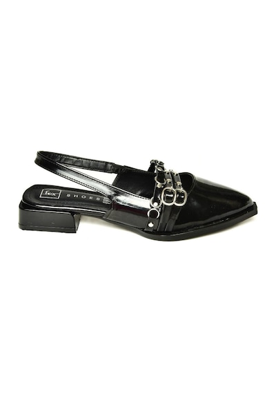 Fox Shoes U518700508 Siyah Rugan Alçak Topuklu Kadın Ayakkabı Siyah
