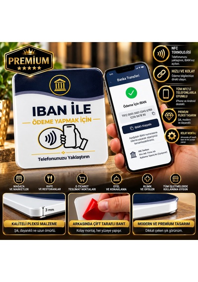 Premium Nfc Pleksi Kart Telefonla Temassız Banka Bilgisi Görüntüleme Banka Bilgi Kartı