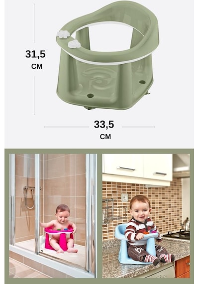 Flosoft Vakumlu Bebek Banyo Oturağı & Mama Oturağı 2 Si 1 Arada Yeşil