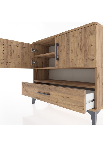 Arges Şifonyer 3 Raflı Tek Çekmeceli 2 Kapaklı 88x30x80 Çam-çam Çam