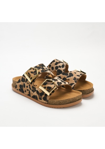San12-leo Bohonomad Santorini Kadın Terlik Leopar