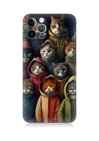 Apple Uyumlu  iPhone 12 Pro Max Silikon Kılıf Kapşonlu Kediler