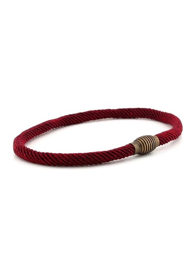 Bordo Örgülü Ip Metal Miknatisli Klips Erkek Bileklik Bt463 Çok Renkli
