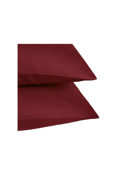Linestyle 2'li Yastık Kılıfı %100 Pamuk Saten Bordo