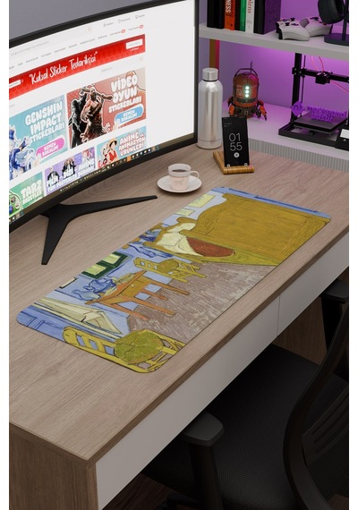Van Gogh Arles Teki Yatak Odası Tablo V4 70x30 Xl Gaming Kauçuk Kaymaz Taban Mouse Pad Fare Altlığı