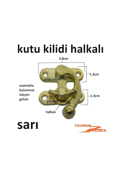 Kutu Kilidi 4 Adet Halkalı Altın Sarı Sandık Kilidi Büyük Tip Hob