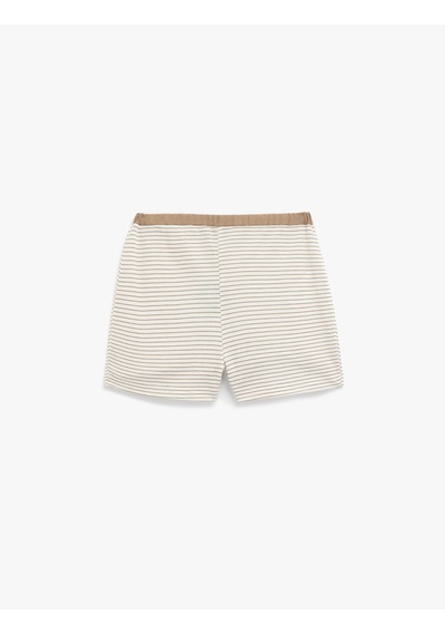 Koton Rahat Kalıp Şort Pijama Altı Bej Çizgili 6wlk80013mk Ekru Çizgili Koton Rahat Kalıp Şort Pijama Altı Bej Çizgili 6wlk80013mk Ekru Çizgili