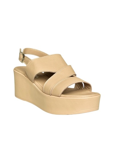 Fox Shoes U555750203 Bej Hakiki Deri Dolgu Topuklu Kadın Ayakkabı Bej-hakiki Deri