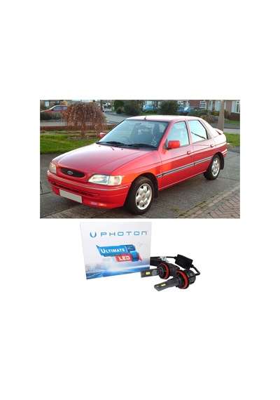 Ford Escort Led Xenon Uzun + Kısa Far Ampulü H4 Ultimate 9500 Lumens Yeni Seri Beyaz 1990-2000