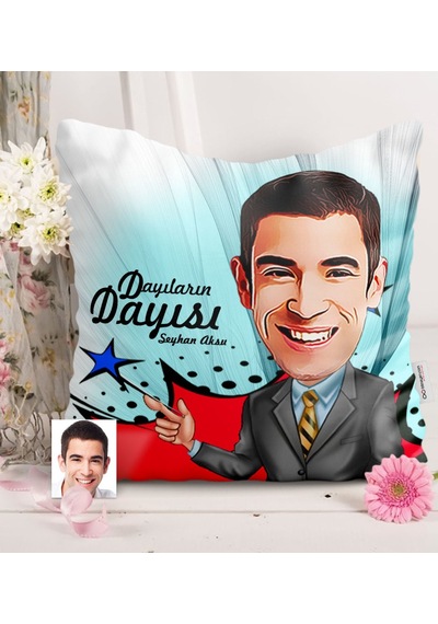 Kişiye Özel Dayıların Dayısı Karikatürlü Saten Yastık - 1