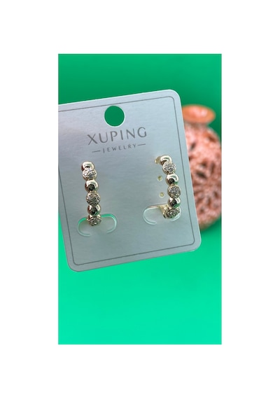 Xuping Rose Gold Renginde Halka Model Zirkon Taşlı Küpe Altın