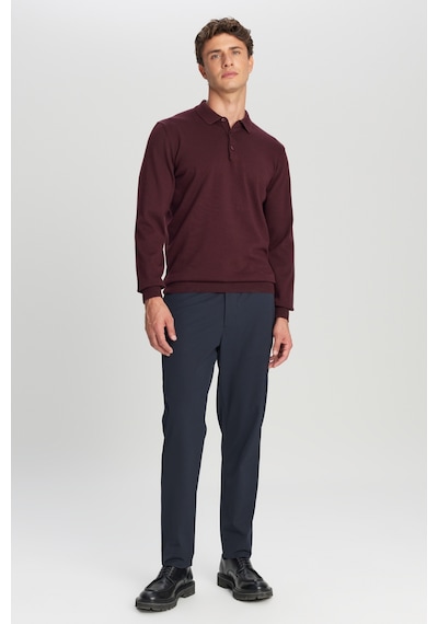 Altınyıldız Classıcs Erkek Bordo Pamuklu Standart Fit Normal Kesim Polo Yaka Triko Kazak