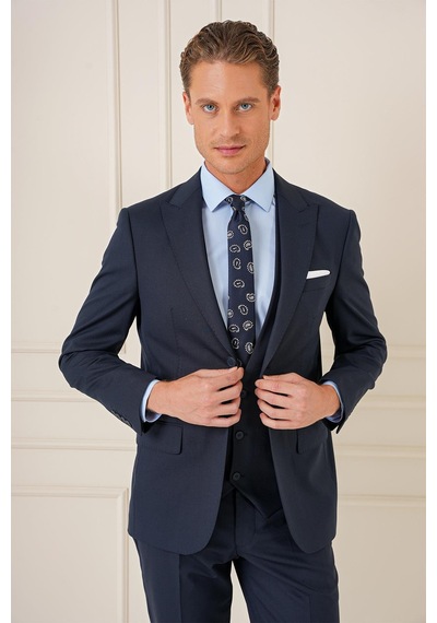 Efor Slim Fit Kırlangıç Yaka Çift Yırtmaçlı Yelekli Klasik Lacivert Takım Elbise Tk 895 Lacivert Efor Slim Fit Kırlangıç Yaka Çift Yırtmaçlı Yelekli Klasik Lacivert Takım Elbise Tk 895 Lacivert