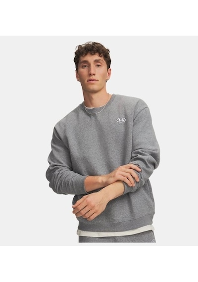 Under Armour Ua Rıval Flc Crew Castlerock Light Heather / / White Mens 6013447-025 Gri