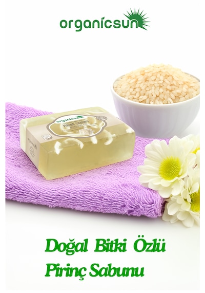 Organicsun Doğal Pirinç Sabunu 140 Gr X 3 Adet Tüm Cilt Tipleri İçin Beyazlatıcı Etkili