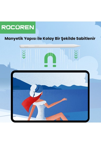 Rocoren Stylus Apple Uyumlu iPad  Avuç İçi Red Manyetik Eğime Duyarlı Yazı ve Çizim Kalemi