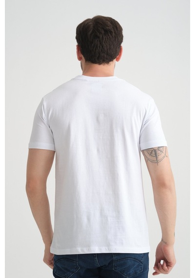Shooter Sportwear Shooter Erkek T-shirt %100 Pamuk Minimalist Tasarım Regular Kalıp Baskılı Beyaz