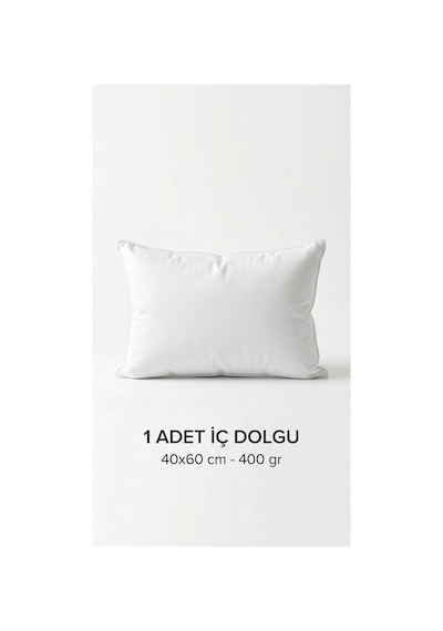Puffyform Tekli Premium Boncuk Silikon Kırlent İç Yastık 40x60 Cm 400 Gr Dolgun Formunu Koruyan Çökme Yapmaz Vakumlu Yıkanabilir Kırlent İçi Beyaz
