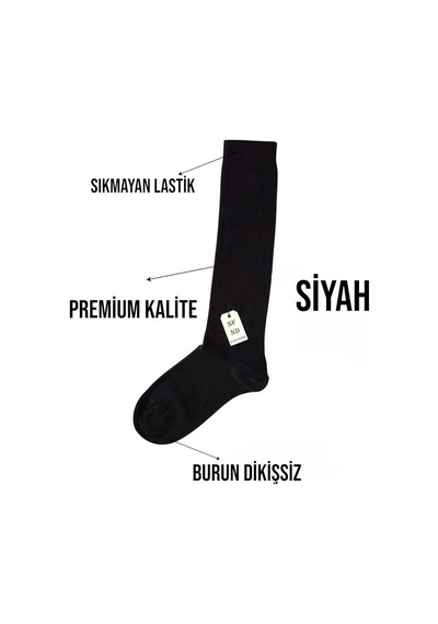 Enefendi Anne Çorabı 2çift Dizaltı Lüx Kaliteli Pamuklu Burun Dikişsiz Sıkmayan Lastik Kadın Çorap Siyah Renkli