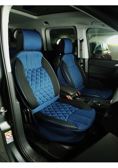 Audi A3 Serisi Lüx Oto Koltuk Minderi Ön Arka 5'li Set Elegance Serisi Mavi Siyah