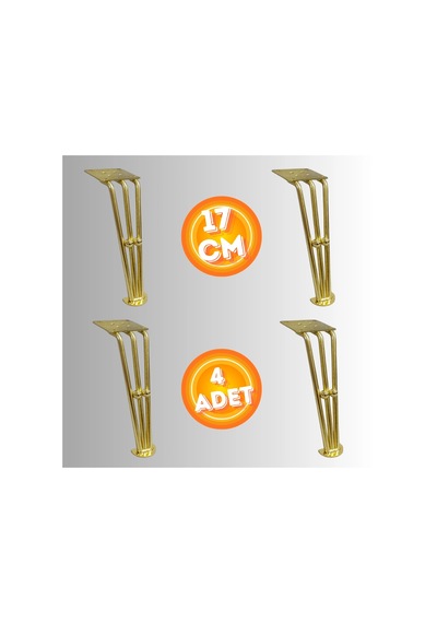17 Cm Metal Boncuklu Koltuk Ayağı Mobilya Ayağı Ünite Ayağı Konsol Ayağı Puf Berjer Ayağı 4adet Gold