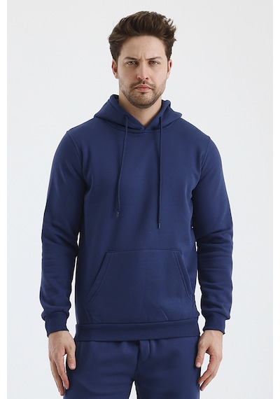 Monox Erkek Kapşonlu 3 İplik Sweatshirt Açık Lacivert