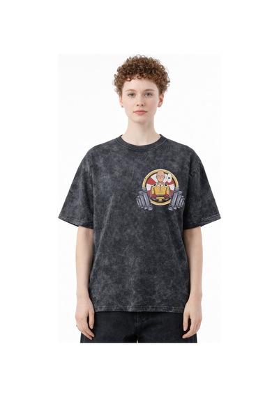 One Punch Man Saitama Gym Fitness Bodybuilding Baskılı Unisex Ove Siyah
