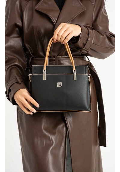 Just Polo Kadın Siyah Camel Gofraj Kabartma Desenli Mıknatıslı Çıtçıt Kapama El Çantası Mh4031mh Siyah - Camel