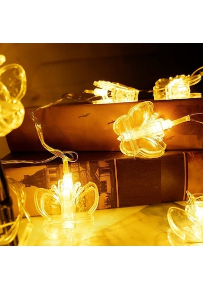 KELEBEK MANDAL LED IŞIK GÜN IŞIĞI LED IŞIK BUTTERFLY CLİPS STRİNG LED LİGHTS PİLLİ PİLLİ LED IŞIK Gün Işığı