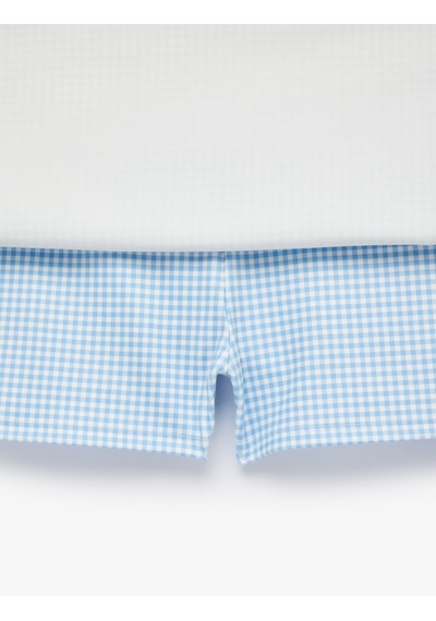 Koton Yüksek Bel Slim Fit Pötikare Şort Etek Mavi Ekose 6sak40370nk