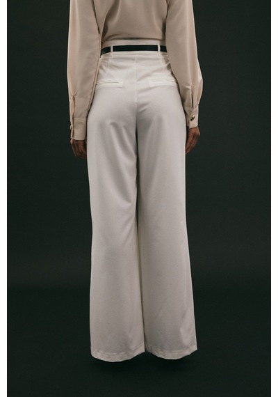 Sateen Lena Palazzo Pantolon - Ekru-136958 Ekru