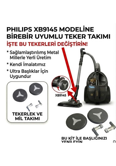 Philips Marathon Ultimate Xb9145/07 Emici Başlık Teker Takımı 1 Takım 2 Adet