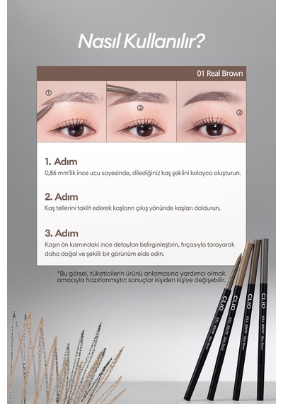 Doğal Görünüm Sunan Ultra İnce Uçlu Çift Taraflı Kaş Kalemi Clıo Kill Brow Slim Brow 03 Ash Taupe 88797991