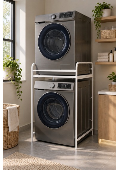 Sulorahome Çamaşır Makinesi Üstü Metal Raf Ünitesi - Beyaz 66 Cm
