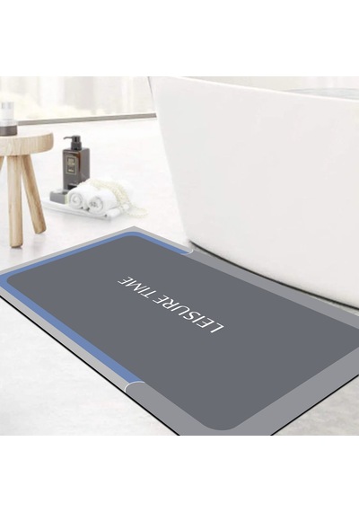 Dijital Kaymaz Yıkanabilir Banyo Mutfak Salon Paspas Halısı Trend Modern Al4002 Mavi