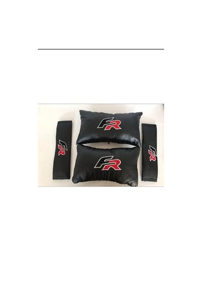 Seat Leon Fr Uyumlu Nakışlı Deri 1 Çift Boyun Yastık Ve 1 Çift Kemer Pedi Kırmızı Beyaz