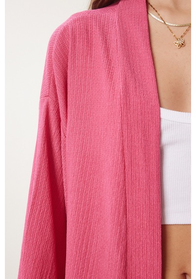Happiness İstanbul Kadın Koyu Pembe Kimono Pantolon Örme Takımı By00050 Koyu Pembe