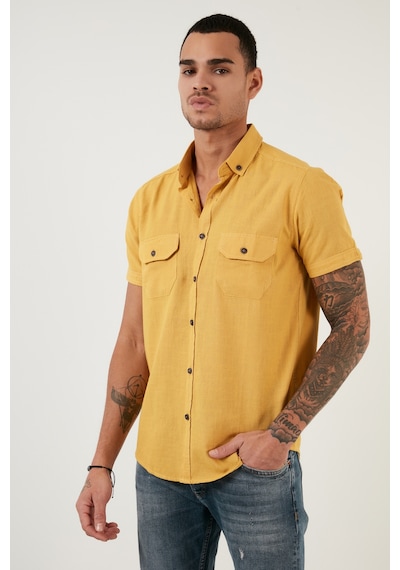 Buratti Düğmeli Yaka Pamuklu Slim Fit Cepli Erkek Gömlek Cf21S111153 Hardal Buratti Düğmeli Yaka Pamuklu Slim Fit Cepli Erkek Gömlek Cf21S111153 Hardal