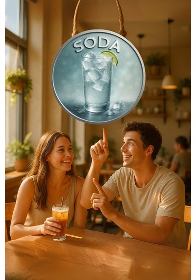 Soda Temalı Kapı Süsü Tablosu, Soda Görselli Uv Baskılı Dekoratif Cafe Büfe Duvar Aksesuarı
