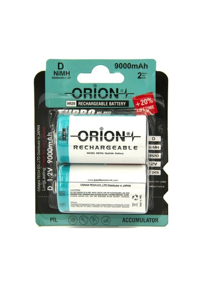 Orion 9000 mAh 1.2 V D Boy Ni-MH Şarj Edilebilir Pil 2'li