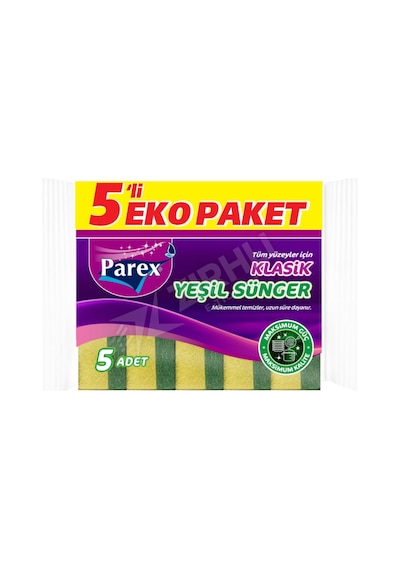 4 Adet Parex Klasik Yeşil Sünger Düz 5'li