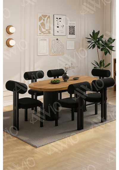 Avvio Tia Bohem Ayak 6'lı Metal Pofi Demonte Sandalye 80x160 Masa Sandalye Takımı Akça Masa Sandalye Siyah Kumaş Siyah Avvio Tia Bohem Ayak 6'lı Metal Pofi Demonte Sandalye 80x160 Masa Sandalye Takımı Akça Masa Sandalye Siyah Kumaş Siyah
