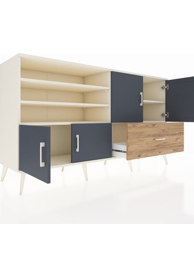 Hyperion Konsol 5 Raflı Tek Çekmeceli 4 Kapaklı 176x44x99 Aytaşı- Aytaşı-antrasit/çam Hyperion Konsol 5 Raflı Tek Çekmeceli 4 Kapaklı 176x44x99 Aytaşı- Aytaşı-antrasit/çam