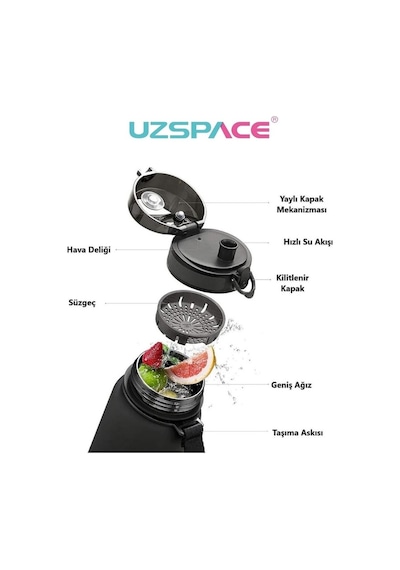 Uzspace Matara Tritan 800 Ml 3053-6 Pink Grey