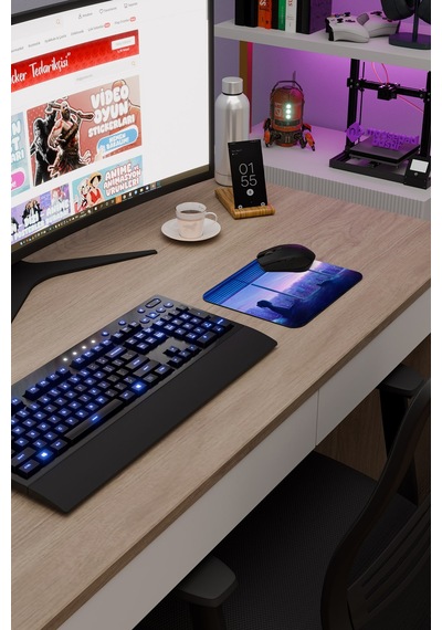 Dijital Kedili Kız V1 22x18 Gaming Kauçuk Kaymaz Taban Mouse Pad Fare Altlığı