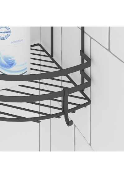 Teknotel Iki Katlı Kancalı Banyo Rafı Mat Siyah Lm008H Çok Renkli